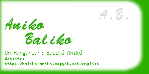 aniko baliko business card